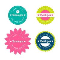 Set of thank you stickers in retro style. - Vector. vector