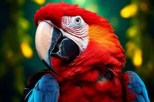 AI generated Playful Macaw parrot colorful. Generate Ai photo