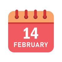 Calendar Icon 14 February Valentines Day Clipart Vector Illustration