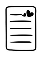 Love Letter Message in Line Art Cute Icon Cartoon Doodle Vector Illustration