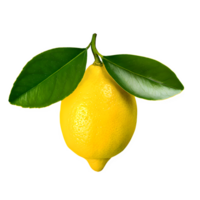 AI generated Fresh lemon with green leaves isolated on transparent background png