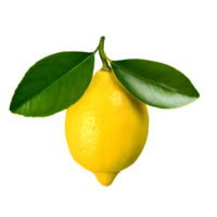 ai généré Frais citron avec vert feuilles isolé sur transparent Contexte png