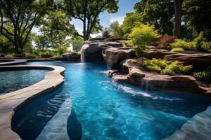 ai generado balsámico majestuoso tropical nadar piscina. generar ai foto