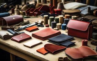 AI generated Durable Making leather goods. Generate Ai photo