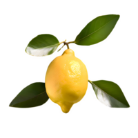 AI generated Fresh lemon with green leaves isolated on transparent background png