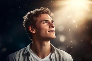 AI generated Charming Male character with light background. Generate ai photo