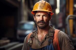 AI generated Resilient man construction worker. Generate Ai photo