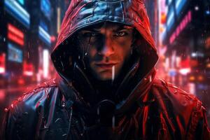 ai generado conocedor de la tecnología hombre cyberpunk estilo. generar ai foto