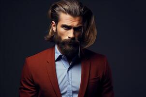 AI generated Elegant Man fashionable hairstyle. Generate Ai photo