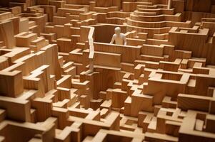 AI generated Persistent Man stuck in the middle of maze. Generate ai photo
