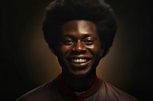 AI generated Jovial Man afro smiling. Generate Ai photo