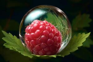 AI generated Raspberry leaf bubble. Generate Ai photo