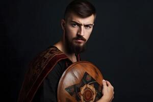 AI generated Viking or Anglo-Saxon warrior. Neural network AI generated photo