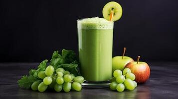 AI generated Green smoothie with organic ingredients, vegetables. Neural network AI generated photo