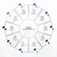 azul tono circulo infografía con 10 pasos, proceso o opciones vector