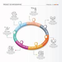 3d la carretera camino infografía circulo de 7 7 pasos y negocio íconos para Finanzas proceso pasos. vector