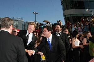 Conan O'Brien and Jimmy Kimmel arriving at the Primetime Emmys at the Nokia Theater in Los Angeles, CA on September 21, 2008 photo