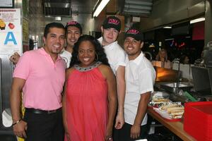 EXCLUSIVE Sherri Shepherd with the staff of Pink's Sherri Shepherd stops by Pink's Hot Dog Stand which honored her with a welcoming sign in  Hollywood, CA June 19, 2008     EXCLUSIVE photo