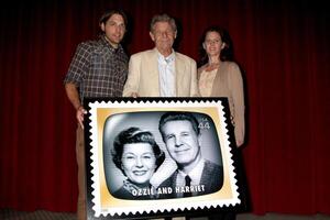 Sam Nelson  sister Tracy Nelson, with uncle David Nelson at the USPS Stamp Unveiling of Stamps honoring  Early Television Memeoris at the TV Academy in No Hollywood, CA  on August 11,  2009   2009 photo