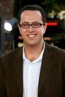 Subway spokesman Jared S. Fogle  arriving at the Premiere of Get Smart  at Mann's Village Theater in Westwood, CA June 16, 2008 photo