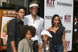 Trey, Will, Jada, Jaden  Willow Smith arriving at the premiere of Kit Kittredge at The Grove in Los Angeles, CA June 14, 2008 photo