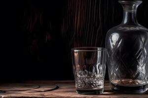 AI generated bottle of vodka on black background. Neural network AI generated photo