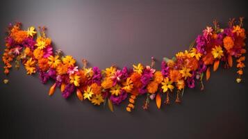 AI generated Flower garland for Diwali. Neural network AI generated photo