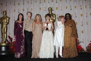 Anjelica Huston, Tilda Swinton, Penelope Cruz, Eva Marie Saint,  Whoopi Goldberg in the 81st Academy Awards Press Room at the Kodak Theater in Los Angeles, CA  on February 22, 2009 photo