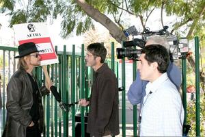 Stephen Nicholsb being intervied on the picket line Soap Opera AFTRA Actors Support Writers Guild of America Strike CBS Television City December 17, 2007 Los Angeles, CA  2007 photo