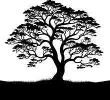 AI generated Silhouette of a Majestic Tree, Vector Art Style, Roots Gripping Tightly into the Earth