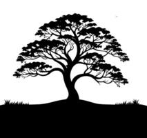 AI generated Silhouette of a Majestic Tree, Vector Art Style, Roots Gripping Tightly into the Earth