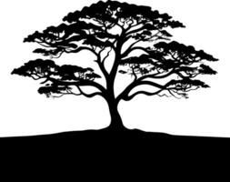 AI generated Silhouette of a Majestic Tree, Vector Art Style, Roots Gripping Tightly into the Earth