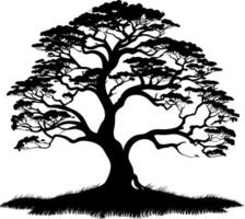 AI generated Silhouette of a Majestic Tree, Vector Art Style, Roots Gripping Tightly into the Earth