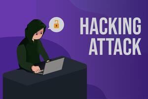 Hackers have attacked data security and account protection. Cartoon flat design hacker cyber attack great for motion design, background, illustration, and wallpaper. vector
