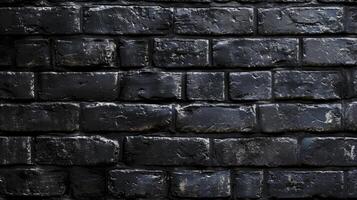 AI generated black brick wall, dark background for design photo