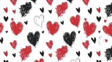 AI generated seamless pattern, minimalist valentine pattern including hearts, white red and black photo
