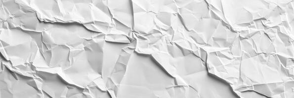 AI generated Blank white crumpled and creased paper poster texture background photo