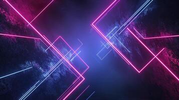 AI generated Dark abstract futuristic background. Neon lines, glow. Neon lines, shapes. Pink and blue glow. photo
