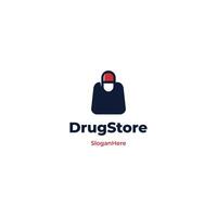 Shop bag combine with pill logo design for pharmacy business vector