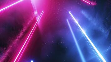 AI generated Dark abstract futuristic background. Neon lines, glow. Neon lines, shapes. Pink and blue glow. photo