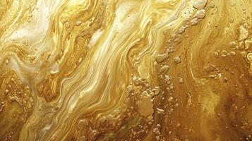 AI generated Gold fluid art marbling paint textured background photo