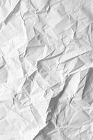 AI generated Blank white crumpled and creased paper poster texture background photo