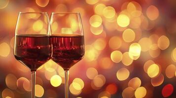 AI generated Two glasses of wine on bokeh background photo
