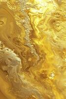 AI generated Gold fluid art marbling paint textured background photo