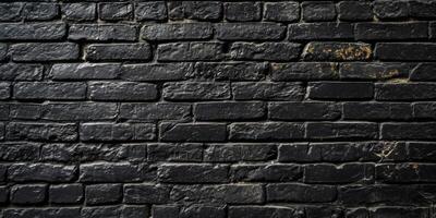 AI generated black brick wall, dark background for design photo