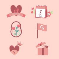 Womens day celebration valentine icon clipart vector pink set