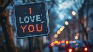 AI generated A street sign with the text I LOVE YOU photo