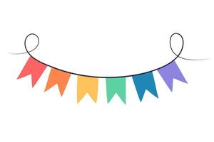 Festive flags garland in lgbt rainbow colors. Colorful party decoration. Vector illustration isolated on white background.