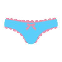 Blue female panties. Women's underwear icon. Flat vector illustration.