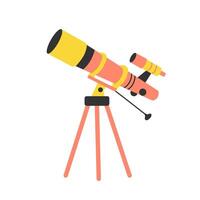 Modern portable three legged telescope. Flat vector illustration.